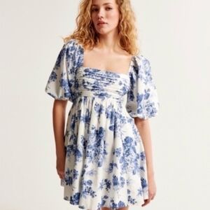 Abercrombie Emerson Floral Blue and White Mini Dress